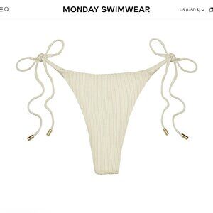NWT Monday Swimwear Palma Bottom — Petite (P) ✨ Ivory (Shiny Rib)